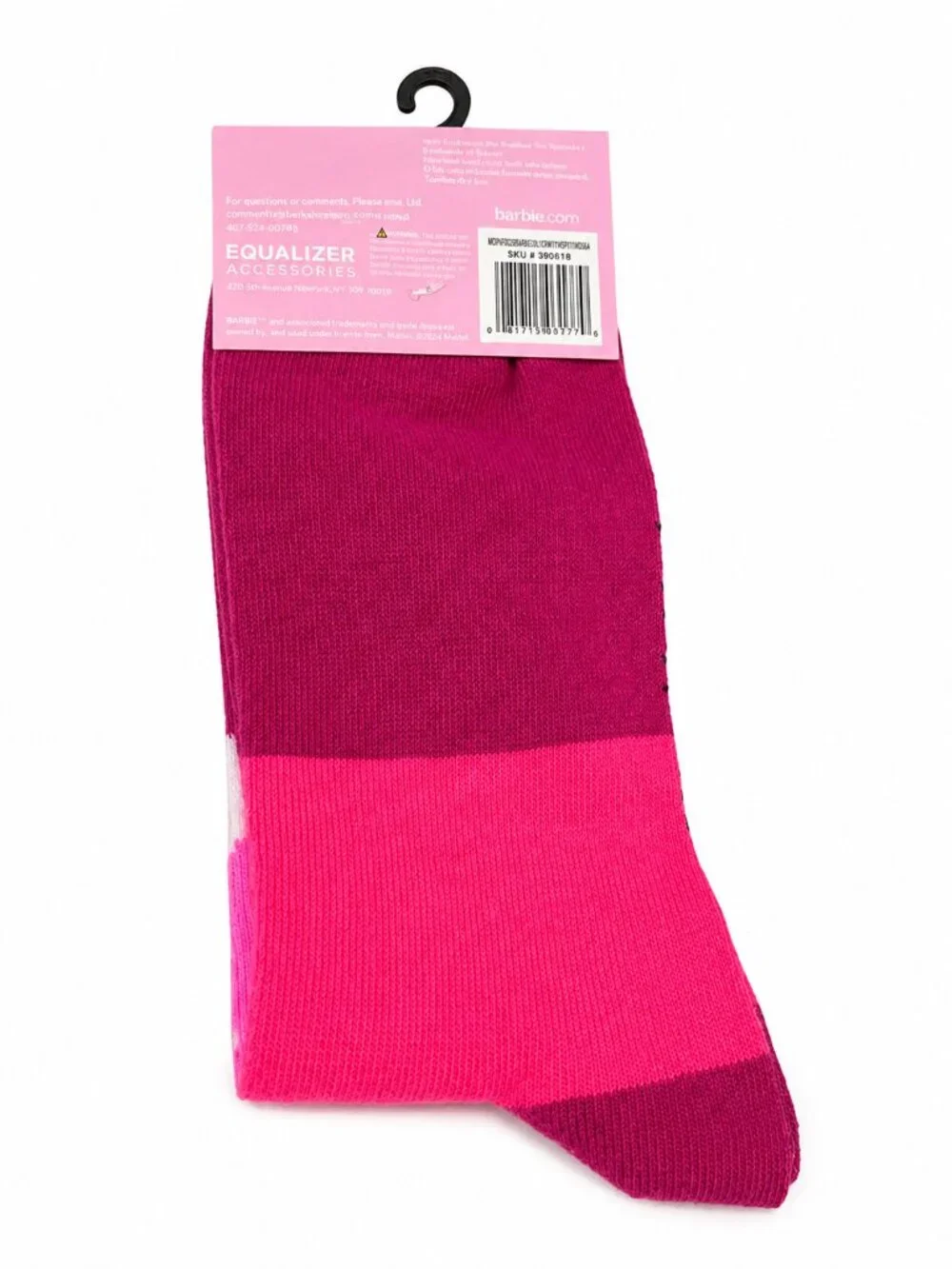 NWT Barbie Socks 2 Pairs Ombre & Logo Print Pink Black
